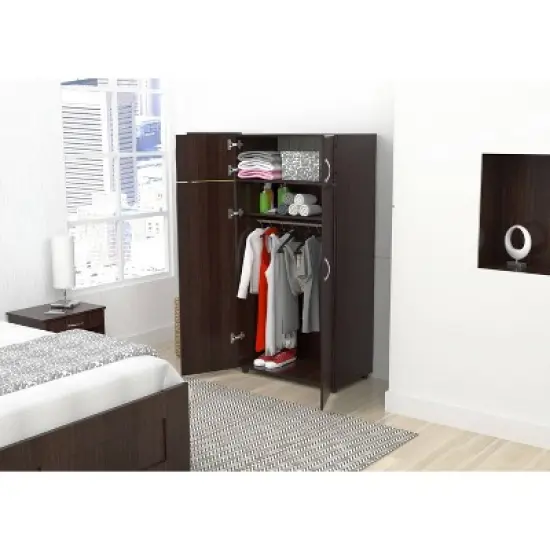 4 Door Wardrobe/Armoire Espresso - Inval image {2}