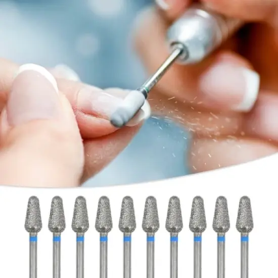 Unique Bargains Emery Nail Drill Bits Set for Acrylic Nails 3/32 Inch Nail Art Tools 44.3mm Length Blue 10Pcs image {1}