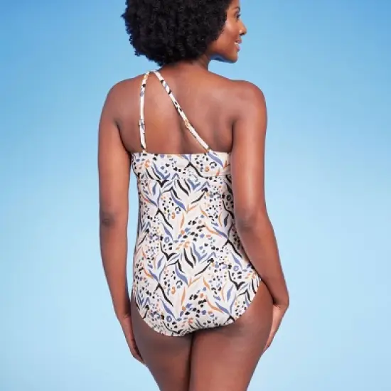 Asymmetrical One Shoulder Cutout Maternity Swimsuit - Isabel Maternity by Ingrid & Isabel&trade; Animal Print image {1}