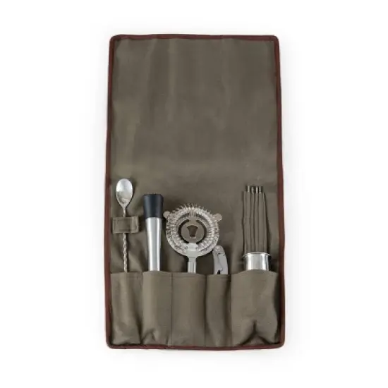 Picnic Time Bartender Travel Tool Set Green: Portable Bartending Kit & Barware Tools in Olive Cotton image {8}