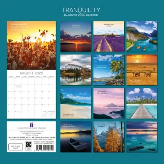 2026 Square Wall Calendar, Tranquility, 16-Month Mind, Body, Spirit Theme with 180 Reminder Stickers (12x12 In) image {3}