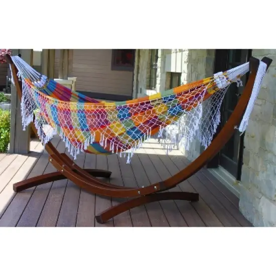 Vivere 10 ft Brazilian Hammock with Solid Pine Arc Stand image {2}