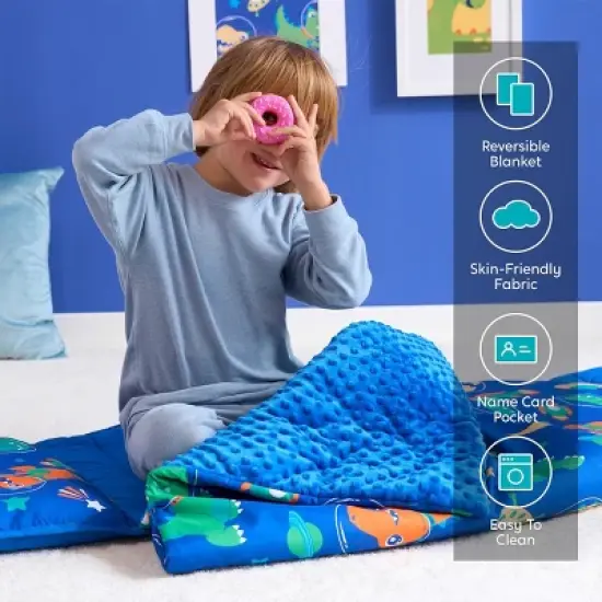 Joyfy Toddler Nap Mat with Pillow & Blanket - 55''*30'' for Kids Ages 3-7 Years - Roll Up Nap Mat for Preschool - Soft Kids Sleeping Mat image {4}