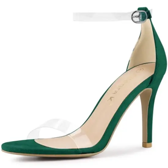 Allegra K Women's Open Toe Clear Ankle Strap Stiletto Heel Sandals image {6}