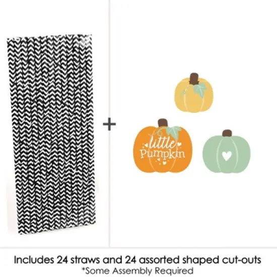 Big Dot of Happiness Little Pumpkin - Paper Straw Decor - Fall Birthday Party or Baby Shower Striped Decorative Straws - Set of 24 image {2}