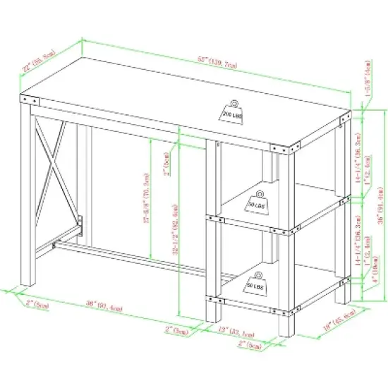 Rustic Farmhouse Metal X Kitchen Island with Shelves - Saracina Home image {11}