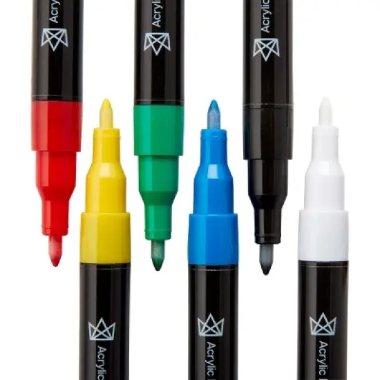 KINGART Acrylic Paint Pens Extra Fine 6 Primary Colors image {2}