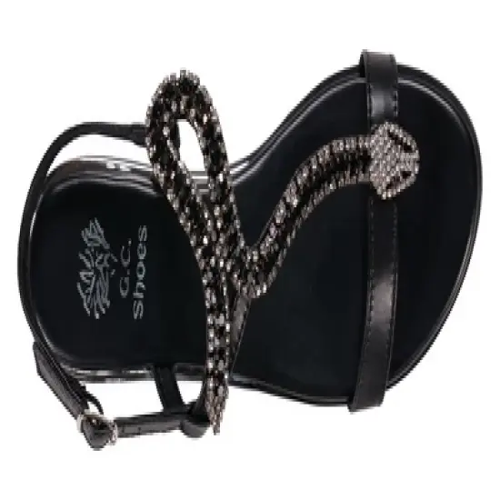 GC Shoes Lidia Metallic Embellished Slingback Flat Sandals image {3}