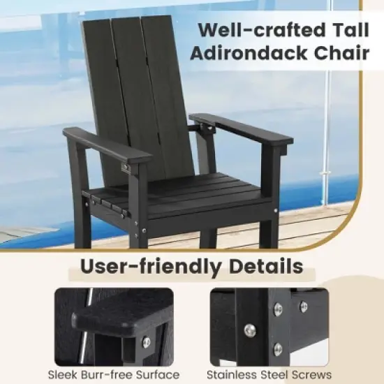 Costway Tall Adirondack Chair with Ergonomic Backrest Armrests & Footrest for Backyard Black/Gray/Navy/Turquoise image {6}