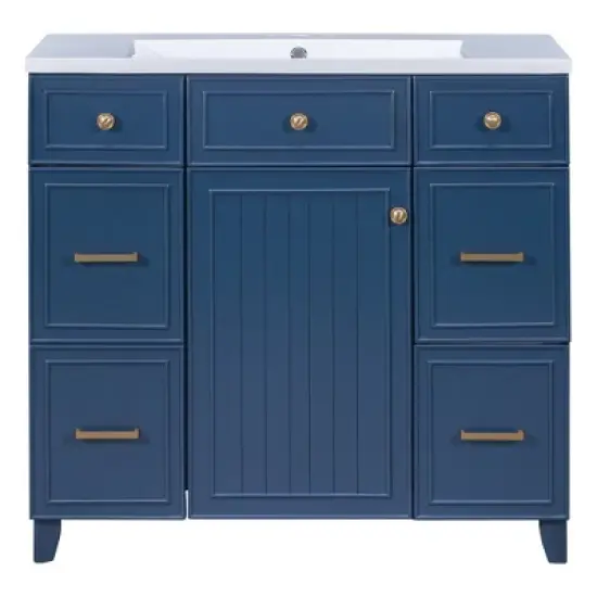 36" Bathroom Vanity Cabinet with Sink Top Combo Set image {3}