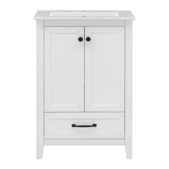 24" Bathroom Vanity with Single Sink Combo, Modern Bathroom Storage Cabinet With Drawers, Freestanding Bathroom Vanity Cabinet image {8}