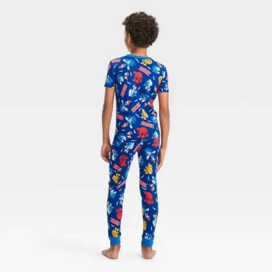 Boys' Sonic the Hedgehog 4pc Let's Roll Cotton Pajama Set - Blue image {3}