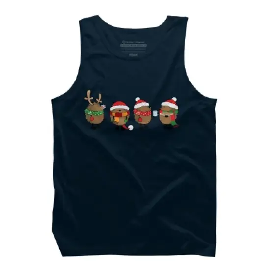 Men's Design By Humans Christmas hedgehogs By Mangulica Tank Top image {5}