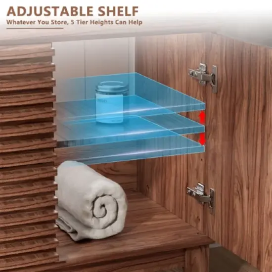 ROOMTEC 24 in. Bathroom Vanity, Mid-Century Cabinet with 2 Soft-Close Doors, Freestanding, Wood Grain Laminate, Walnut (Sink Not Included) image {6}