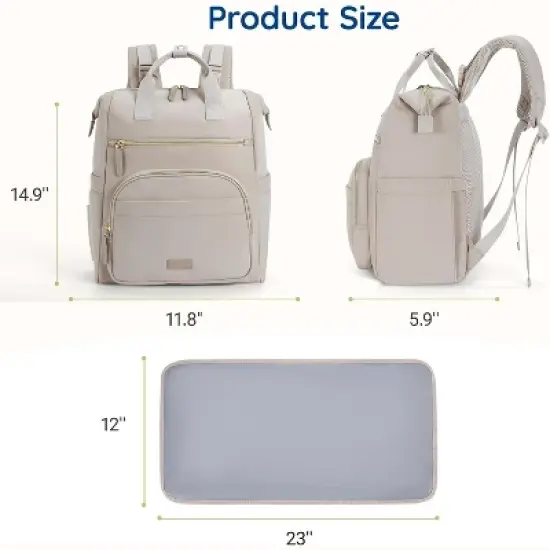 Itopfox Neoprene Diaper Backpack Small Lightweight Water Resistant Baby Bag with Changing Pad and Stroller Straps for Boys Girls Newborn image {2}