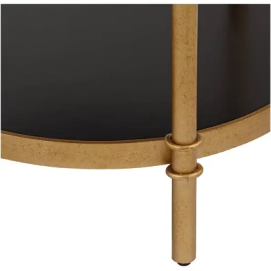 55 Downing Street Modern Luxe Wood Round Accent Side End Table 18 3/4" Wide Black Gold 3-Tier for Spaces Living Room Home House image {3}