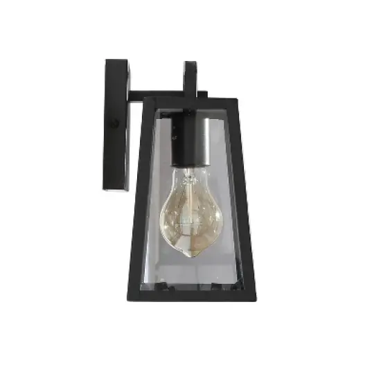 2pk 9" Metal/Glass Square Outdoor Wall Lights Matte Black - LNC image {6}