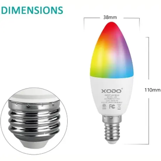 XODO LB4 Smart WIFI A19Dimmable Candelabra Light Bulb, Alexa / Google image {2}