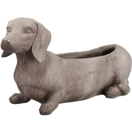 Allstate Floral 24.5" Stone Gray Dachshund Dog Outdoor Garden Planter image {1}