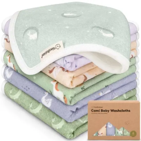 KeaBabies 6-Pack Cami Baby Washcloths for Newborn, 10x10 Organic Cotton Face Wash Cloths for Babies, Soft & Absorbent Baby Bath Towels image {12}