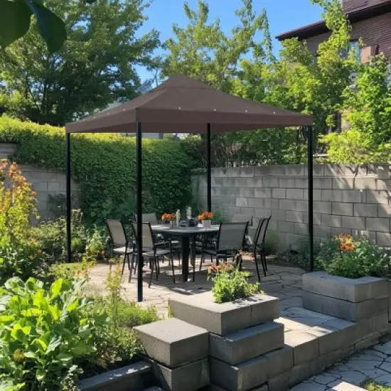 Yescom 10x10Ft Gazebo Top Replacement for beach cabanas for 1 Tier Outdoor Canopy Cover Patio Garden Yard Party Coffee Tan image {7}