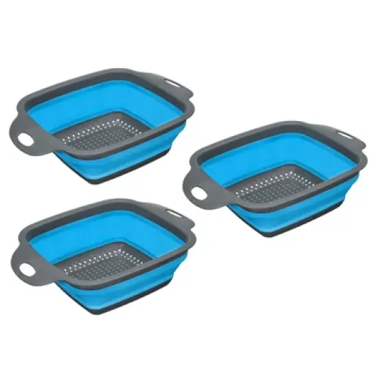 Unique Bargains Collapsible Colander Set Silicone Square Strainer with Handle Space Saving image {4}
