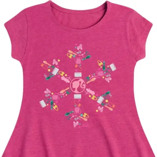 Girls' - Barbie - Holiday & Christmas Fit & Flair Cap Sleeve Graphic Dress image {1}