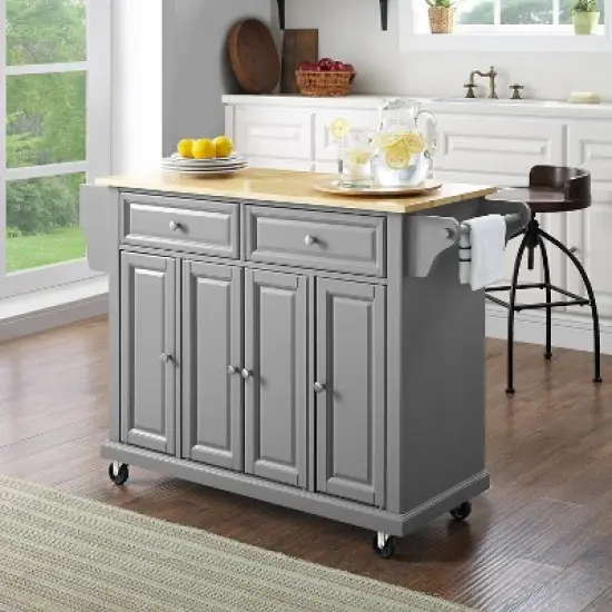 Natural Wood Top Kitchen Cart/Island Vintage Gray - Crosley image {5}