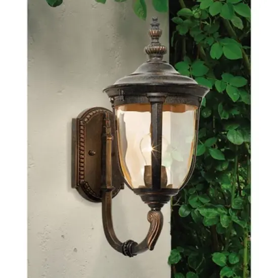 John Timberland Bellagio Vintage Rustic Outdoor Wall Light Fixture Veranda Bronze Upbridge 16 1/2" Champagne Glass for Post Exterior Barn Deck House image {1}