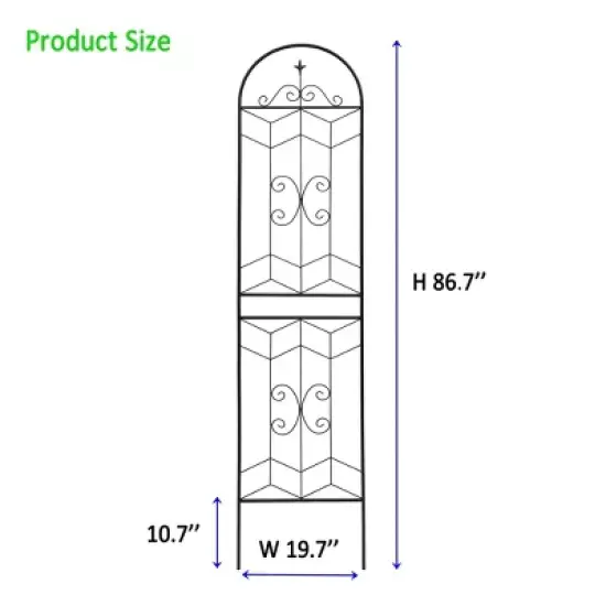 Lirago Black 4 pieces Weatherproof Multi-functional Outdoor Screen-Laser-Cut Galvanized Steel Panel86.61"Hx19.68"Wx0.51"D image {4}