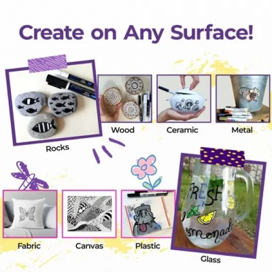 PINTAR Premium Acrylic Paint Pens - 4 (0.7mm), 4(1.0mm) & 4(5.0mm) Fine Tip Pens For Rock Painting, Ceramic Glass, Wood, Glass (12 Black) image {1}