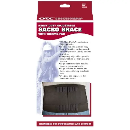 OTC Sacro Brace, Lower Back, Heavy Duty Support, Thermo Pad, Black image {5}