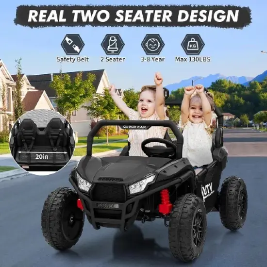 24V 2 Seater Ride on UTV Kids Car with Remote Control, Ride on Truck Toys with Spring Suspensions image {4}