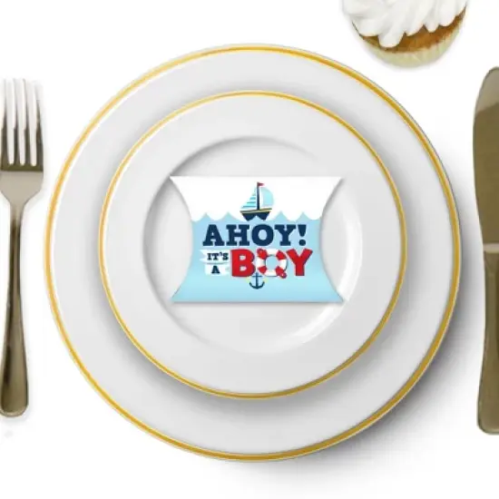 Big Dot of Happiness Ahoy It's a Boy - Favor Gift Boxes - Nautical Baby Shower Petite Pillow Boxes - Set of 20 image {6}