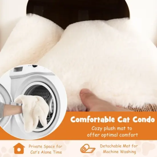 Costway Cat Furniture End Table w/ Scratching Post Removable Scratching Mat Living Room image {8}