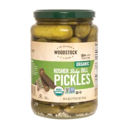 Woodstock Foods Organic Kosher Baby Dill Pickles - Case of 6/24 oz image {1}