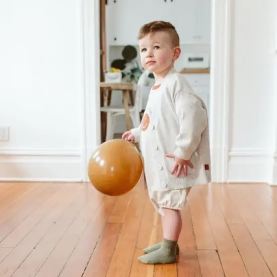 goumikids kids organic cotton knit button-up cardigan image {2}