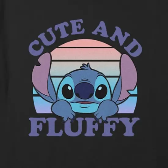 Girl's Lilo & Stitch Cute and Fluffy Retro Sunset Crop Top T-Shirt image {1}