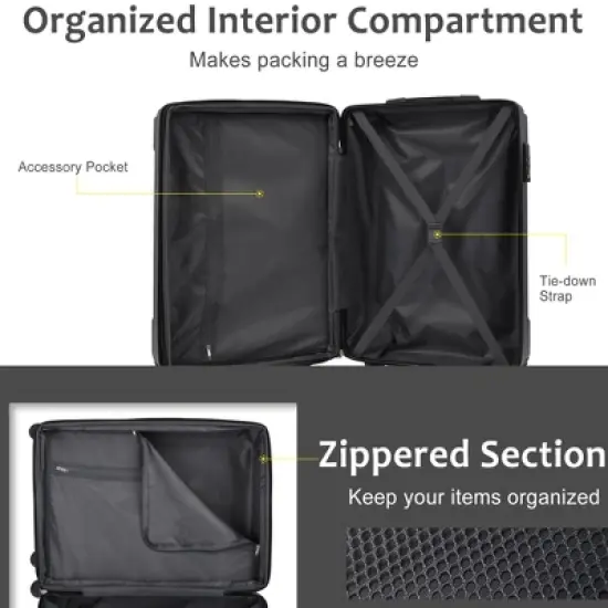 Dexmalle Expandable Hard shell ABS Suitcases with Double Spinner image {6}