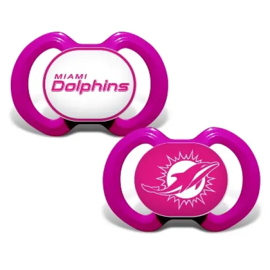 BabyFanatic Officially Licensed Unisex Pacifier 2-Pack - Pink NFL Miami Dolphins image {1}