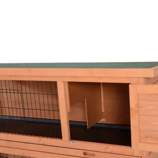 PawHut 54" 2-Story Large Rabbit Hutch Bunny Cage Wooden Pet House Small Animal Habitat Lockable Doors, Tray, Roof for Outdoor/Indoor Orange image {4}