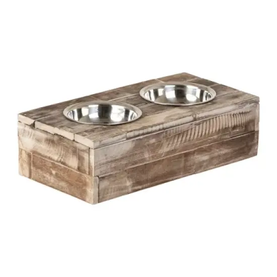 Huntley Pet Elevated Dog and Cat Double Bowl Feeder Stainless Steel Bowls (Berjen, Small) image {10}