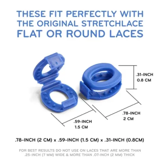 The Original Stretchlace Shoelace Knot Clips &ndash; Blue Shoe Lace Bow Holder Accessory (3 Pair) image {2}