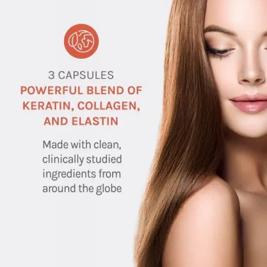 Reserveage Beauty, Tres Beauty 3, Collagen Supplement with Keratin and Biotin, Gluten Free, 90 Capsules (30 Servings) image {3}