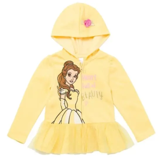 Disney Princess Moana Cindrella Ariel Belle Zip Up Hoodie Little Kid to Big Kid image {7}
