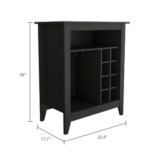 Evita Bar Cabinet, One Open Shelf, Six Built-in Wine Rack, One Drawer -32.5*17.7*38.1 Inch, Black image {2}