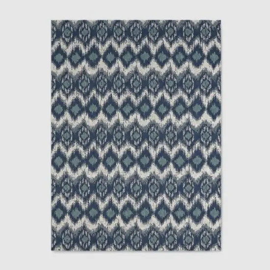 Ikat Outdoor Rug Blue - Threshold image {4}