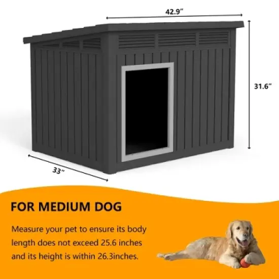 Decksplore Large Dog House Plastic Pet Shelter with Ventilation All-Weather Outdoor image {11}