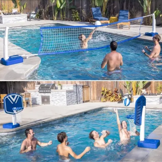 GoSports Splash Hoop 2-in-1 Full Court Pool Basketball & Volleyball Game Set - 10pc image {4}