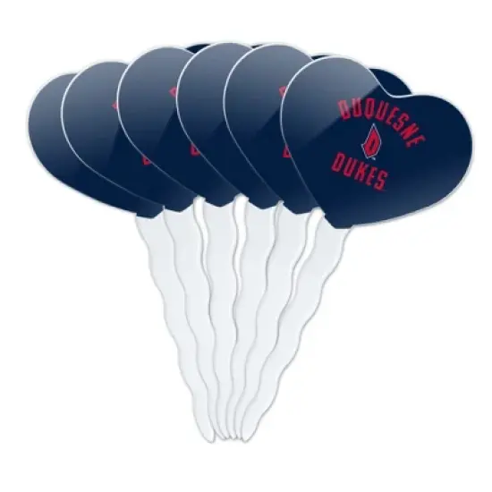Duquesne University Dukes Logo Heart Love Cupcake Picks Toppers Decoration Set of 6 image {7}